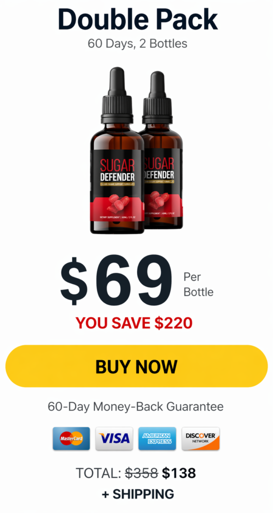 Blood sugar support formula Sugar Defender bottles